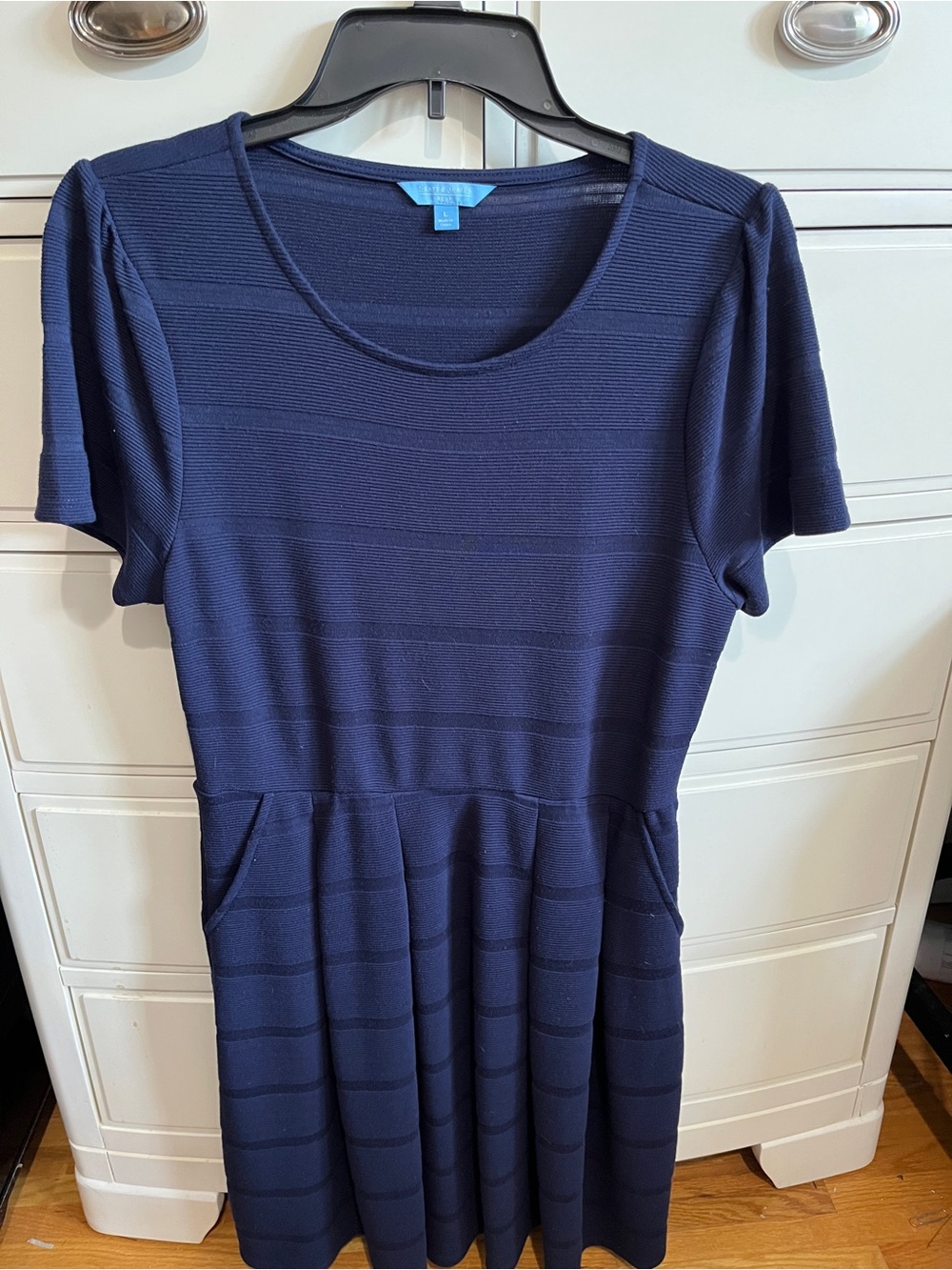 Draper James Navy Short-Sleeve Scoop Dress with Pockets